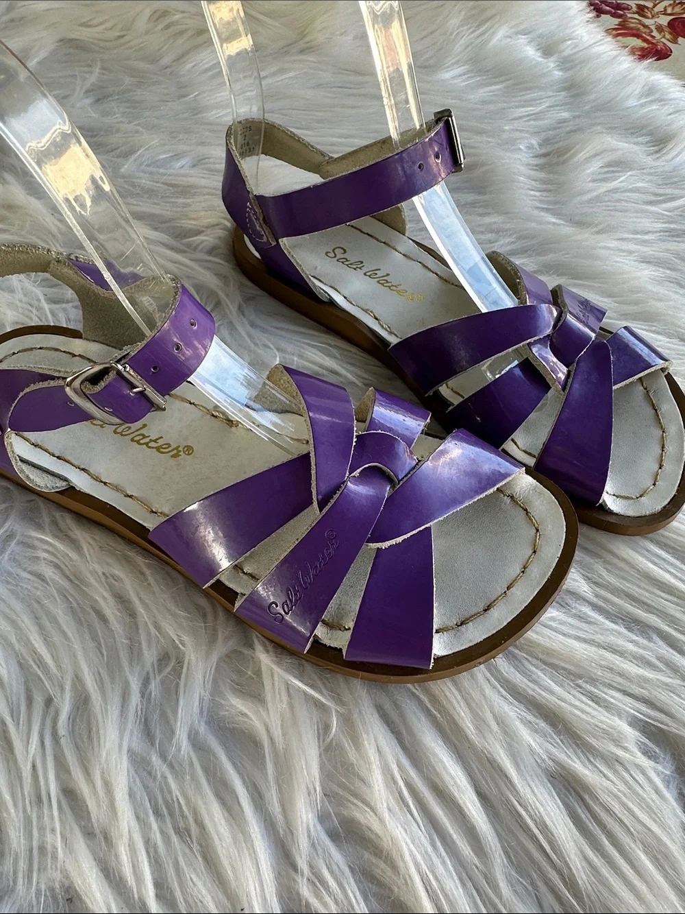 Salt Water Purple Leather Sandals